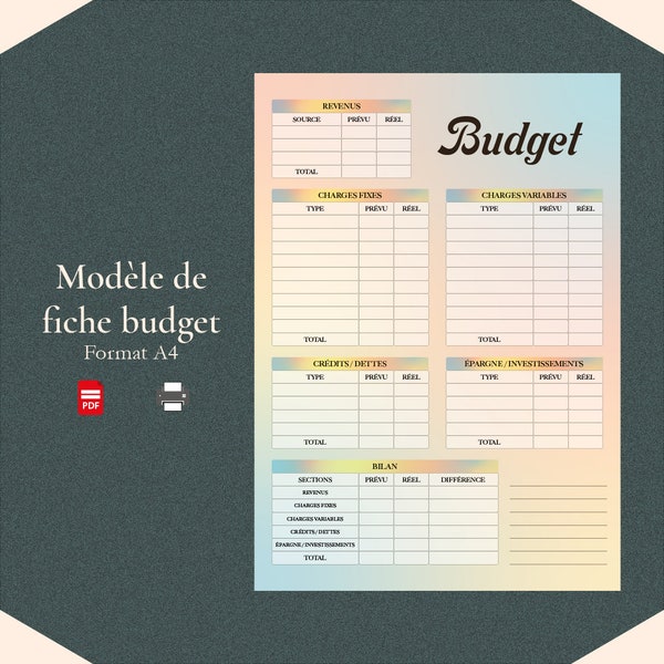 Budget planner Français, Budget Mensuel, Annuel, Personal finance, Enveloppe budget, Tracker, Journal, PDF, A4, Suvi financier