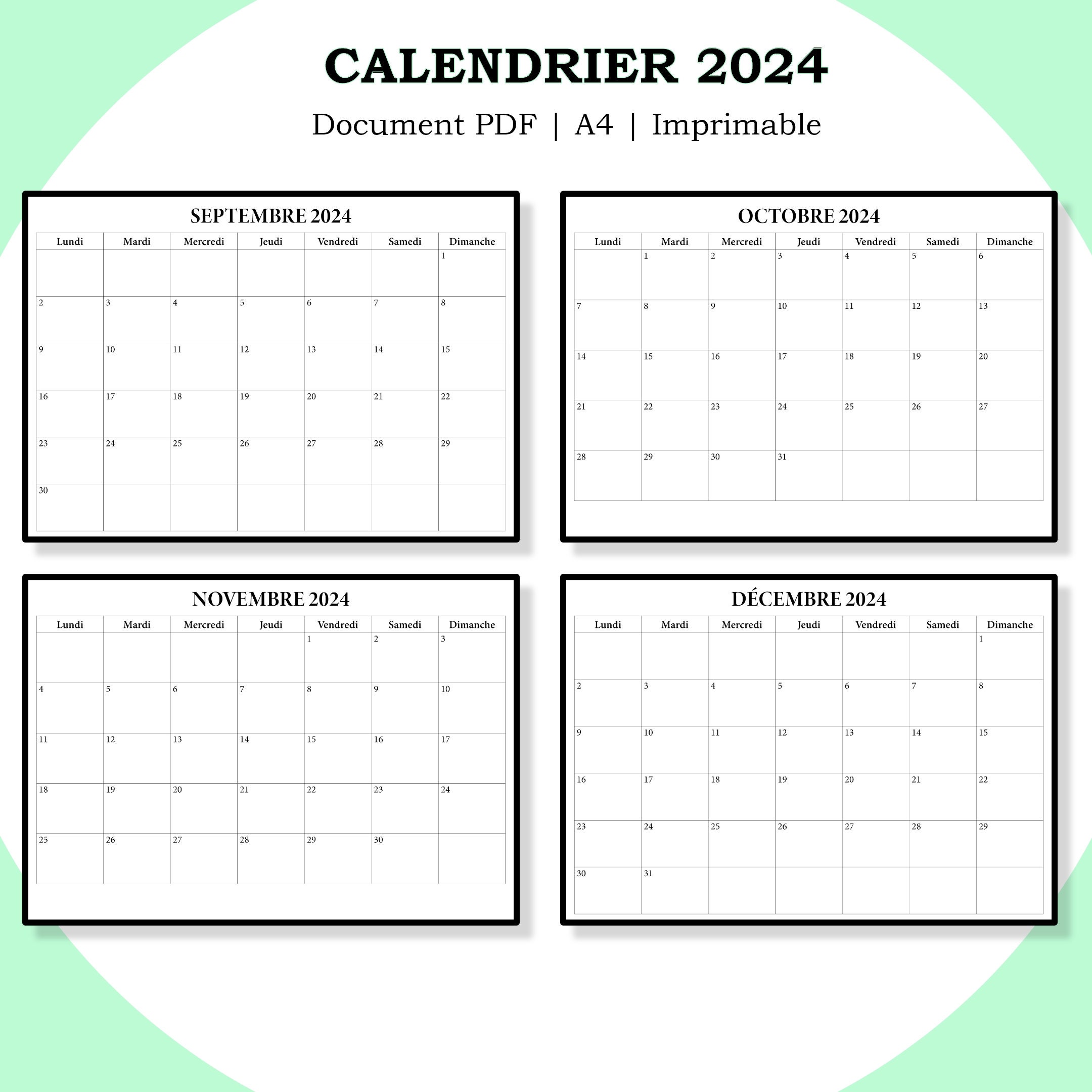 Printable 2024 Calendar Digital Calendar 2024 PDF Format Etsy Canada