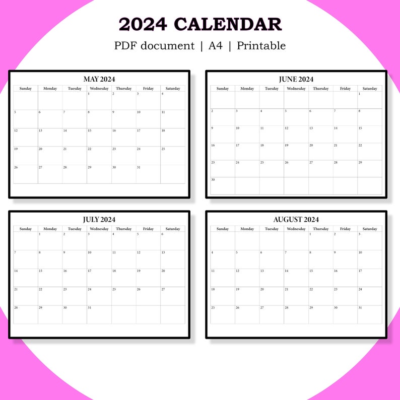 Printable 2025 Calendar, Digital Calendar 2025, PDF Calendar 2025, A4