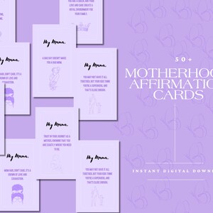 50+ Motherhood Affirmation Cards | Digital Printable | | Postpartum Affirmation Cards | New Mom Affirmations | Affirmations for Mom