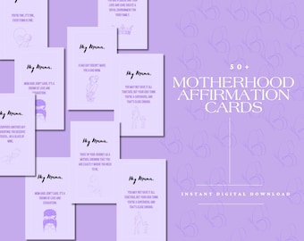 50+ Motherhood Affirmation Cards | Digital Printable | | Postpartum Affirmation Cards | New Mom Affirmations | Affirmations for Mom