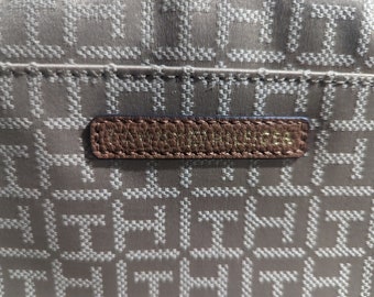 Rare Vintage Tommy Hilfiger Navy and White Striped Monogram Canvas and ...