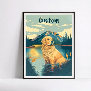 Póster Golden Retriever personalizable, nombre del perro
