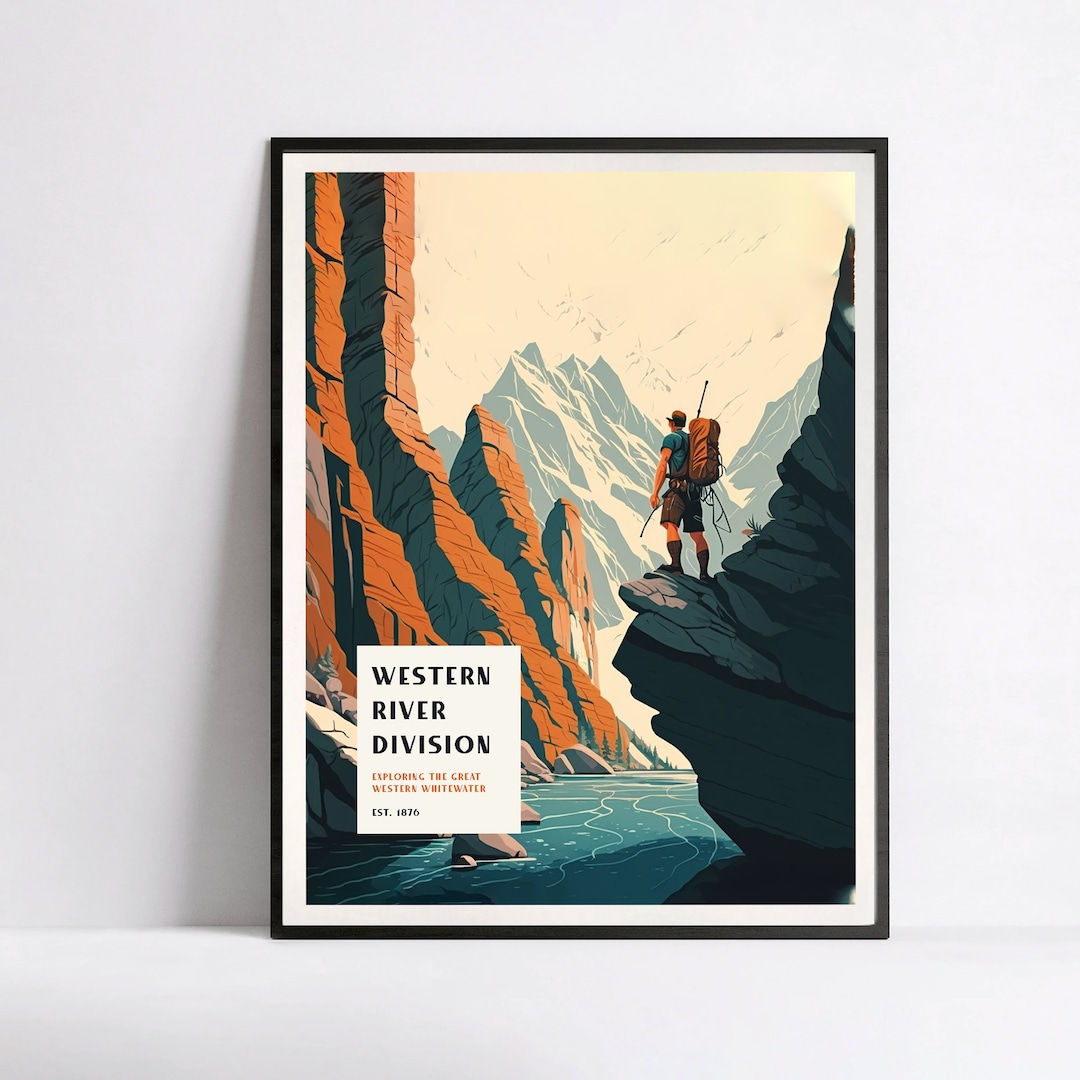 Digital Download, Climbing Print, Vintage Climbing Poster, Rafting
