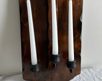 Wooden wall candle sconce