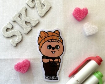 Stray Kids Skzoo Han Han Quokka In Cute Overalls Sticker