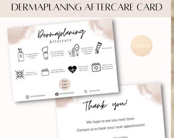 Editable Dermaplaning Aftercare Card Template, Facial Template, Printable Facial Post Care Card, Canva Template, Esthetician Templates