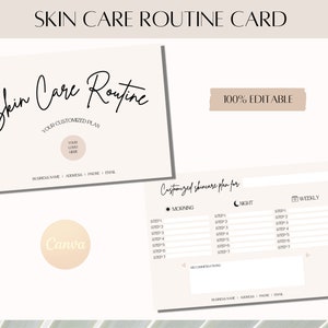 Editable Esthetician Template Skincare Routine Aftercare Card Edit in Canva Instant Printable Download DIY Skincare Card Skin Care Regimen