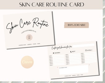 Modèle d'esthéticienne modifiable Carte de soins de routine de soins de la peau Modifier dans Canva Téléchargement instantané imprimable Carte de soins de la peau DIY Régime de soins de la peau