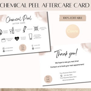 Editable Chemical Peel Aftercare Card Printable Chemical Peel Card Canva Template Facial Treatment Post Care Instructions Beauty Care Card