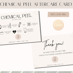 Editable Chemical Peel Aftercare Card Printable Chemical Peel Card Canva Template Facial Treatment Post Care Instructions Beauty Care Card