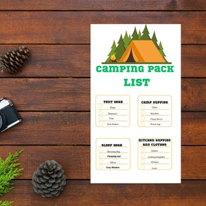 Druckbare Camp Packliste