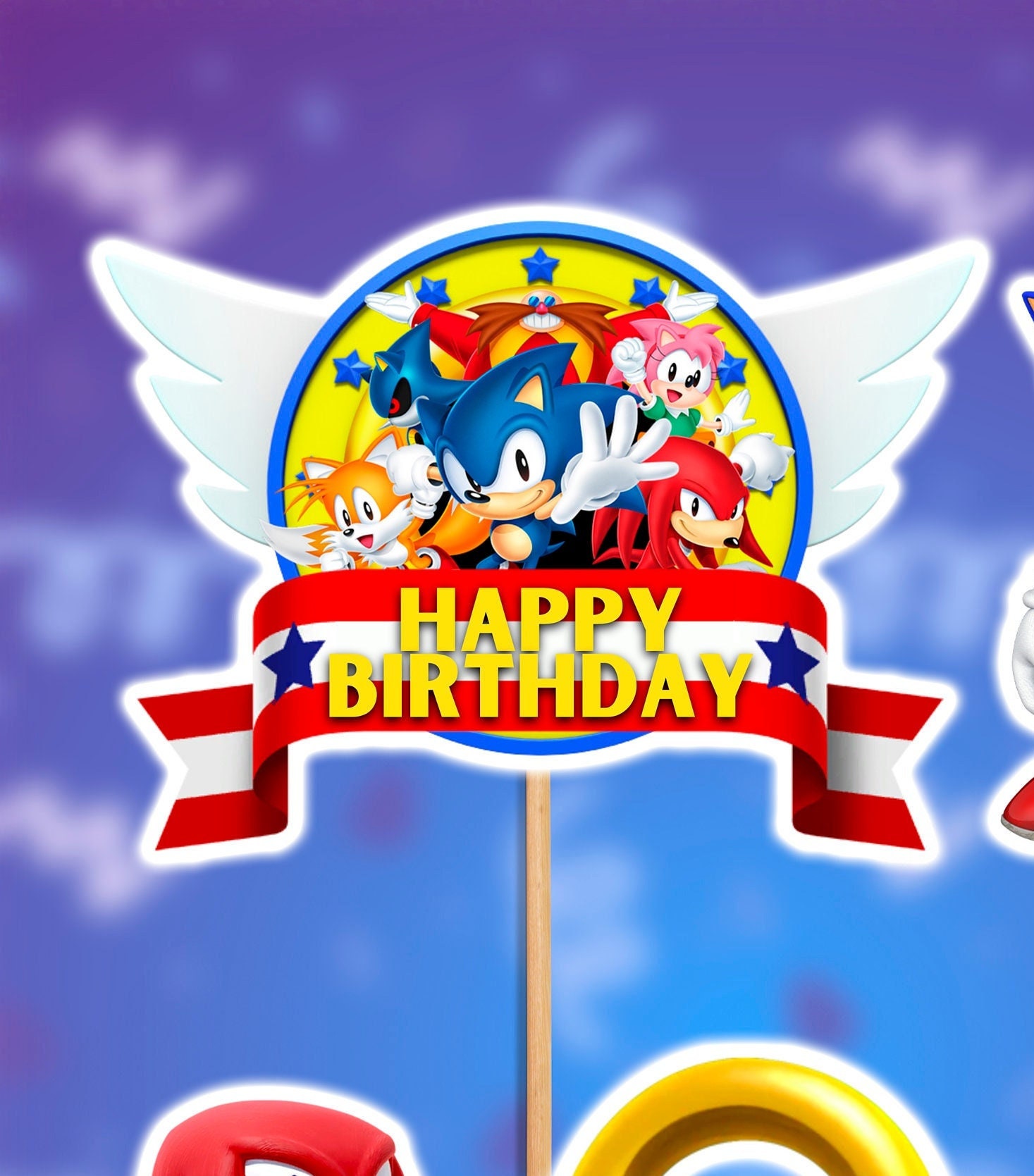 Sonic the Hedgehog Cupcake Topper Digital Printable - 2 Inch Circle  Toppers for Birthday Party or Event - Digital Template