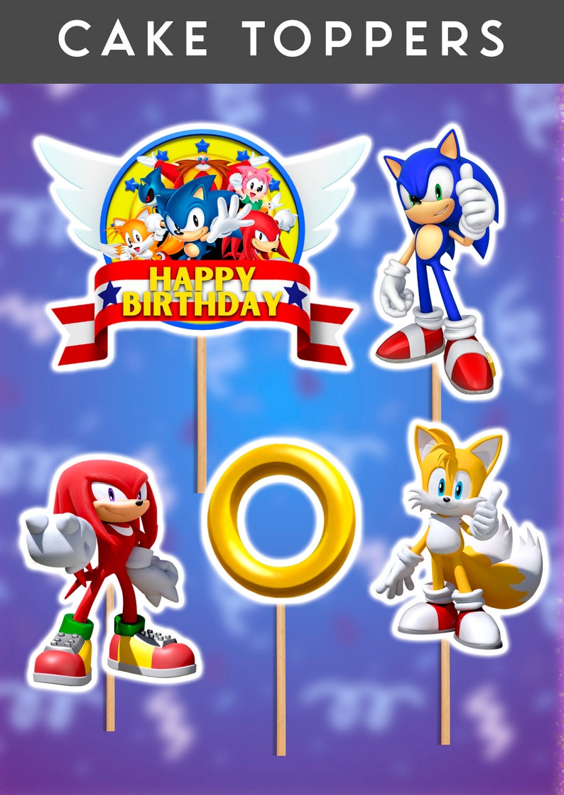 Birthday Sonic the Hedgehog Cake Topper Sonic Cake Topper Sonic Party