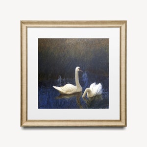 Swans in Reeds | B. Liljefors, 1907 | Oil Painting | Digital Download | Wildlife Art, Nature Scene