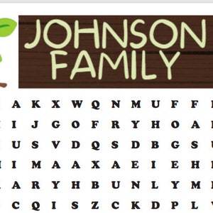 Your Family Game! Your family in a customized Word Search!