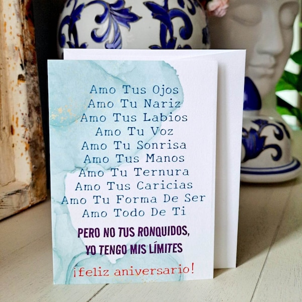 Enjoy FREE SHIPPING! Amo Todo De Ti, Tarjeta de Aniversario, Un Sobre Blanco Incluido, Spanish Anniversary Card, Envelope Included