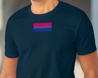 Bisexuell Pride Flagge T-Shirt aus hochwertiger Baumwolle, LGBTQ+, Gay Art, Bisexuell, Bi Flagge