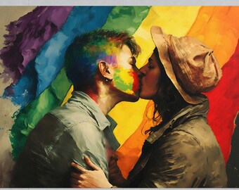 hold me tight - High quality art print, Lesbian Wall Art, Poster, Women kissing, Lesbian Love, lgbtq art, lesbian art