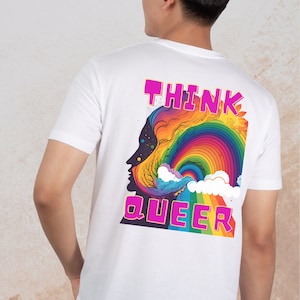 LGBTQ T-Shirt made of organic cotton - &quot;Think Queer&quot; , Lgbtq art, lgbt shirt, funny t-shirt, lgbtq t-shirt, queer t-shirt, queer art