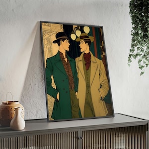 Afternoon Walk. - High quality art print, gay wall art, gay art, gay males, lgbt art, lgbtq, male art, aesthetic males