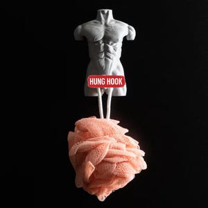 Gancho colgante – Gancho de pared con forma de pene | Objeto de diseño artístico, humorístico y hecho a mano | Escultura de torso impresa en 3D con gancho de falo, regalo