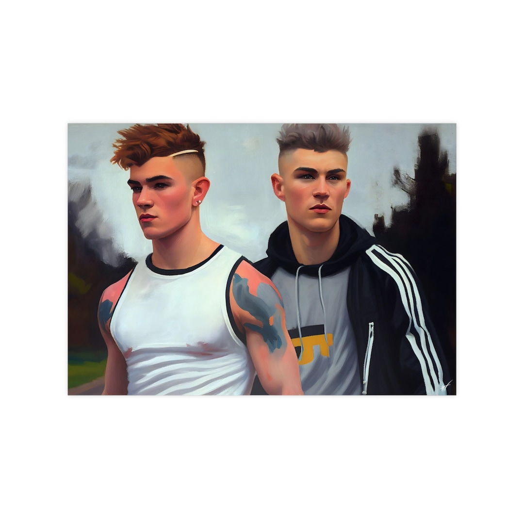 Scally Boys Gay Art, Hochwertiger Kunstdruck, gay males, gay chav, gay