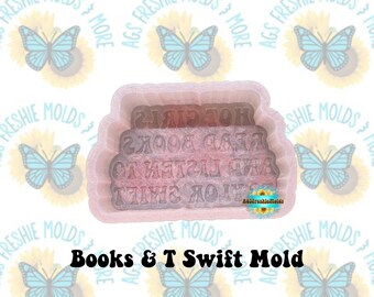 Books & T Swift Silicone Mold - Freshies, Silicone Molds, Silicone Freshie Mold, Molds for Freshies, Aroma Bead Molds, Soap Mold