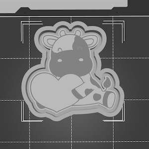 Cow Holding Heart Freshie STL, Instant Download, STL file only, 3D Printing