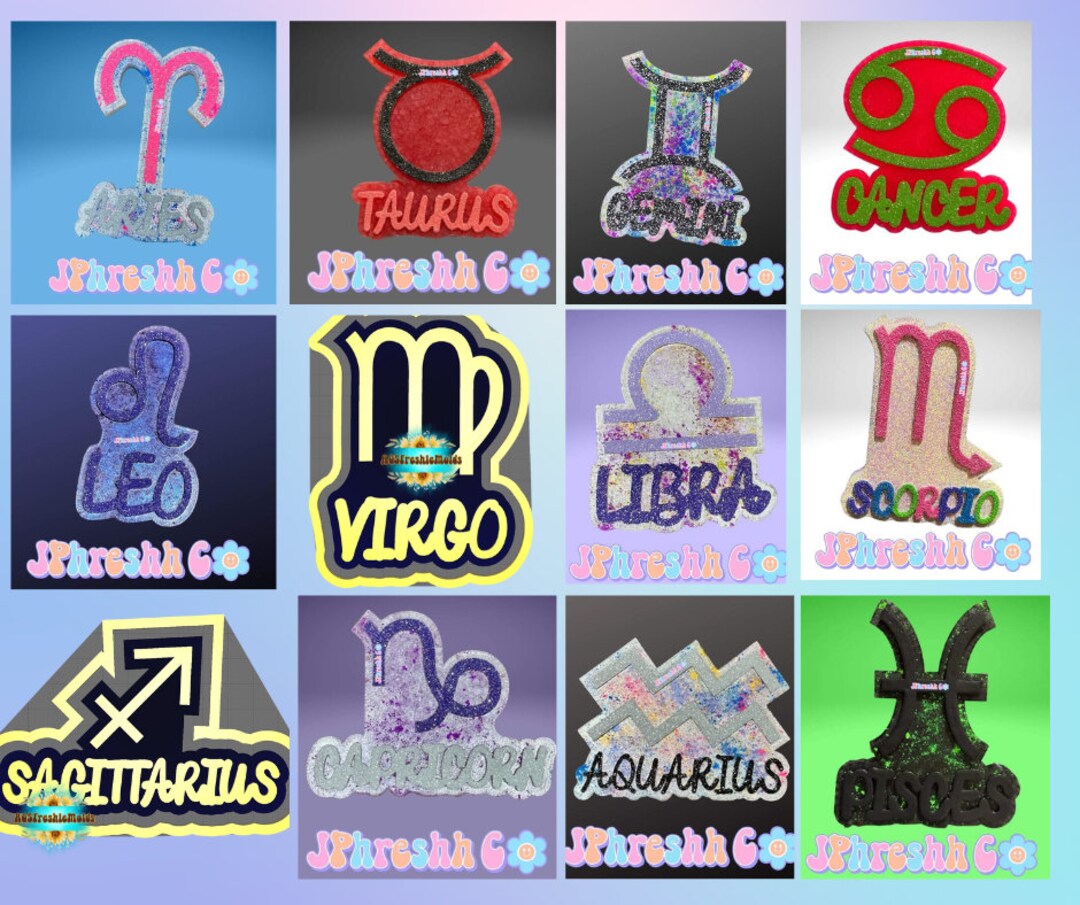 Zodiac Signs Silicone Mold Freshies, Silicone Molds, Silicone Freshie