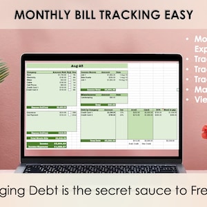 EINFACHE monatliche Rechnungen und Schuld-Tracker. Excel und Google Sheets Template zum Nachverfolgen von Rechnungen und Zahlungen!