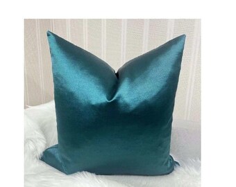 Handmade Sateen Green Pillow Cover: Luxury Throw Pillow, 22x22