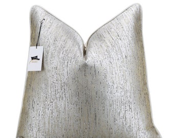 22x22 Gold and Silver Pillow Cover, Silver Throw Cover, Neutral Throw Pillow, Silver and Gold Pillow Case, Light Gold Accent Cushion Cover