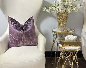 Purple Velvet Pillow Cover (22x22): Modern Elegant Cushion