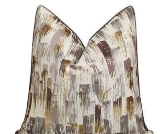 22x22 Neutral Throw Pillow, Brown Metallic Pillow Cover, 22x22 Sham, Velvet Patterned Pillow, Brown Statement Pillow, Textured Throw Pillow