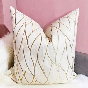 Copricuscino bianco e oro 22x22 e 20x20 / Copricuscino bianco / Federa per cuscino moderno / Copricuscino dorato / Copricuscino lussuoso /