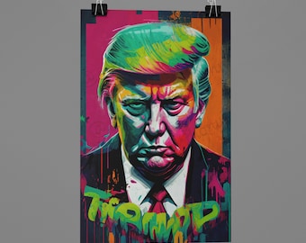 Street Art, Colorful Graffiti, Extra Large Wall Art, Graffiti Canvas Art, Living Room Wall Art, Banksy Canvas, Republican, Democrat, USA