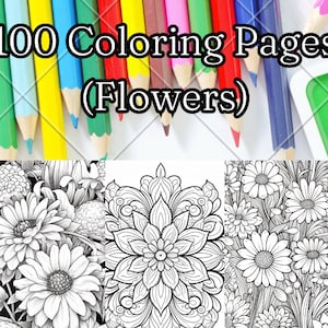 100 PAGES Adult Coloring Pages, Adult Coloring Book Digital Download ...