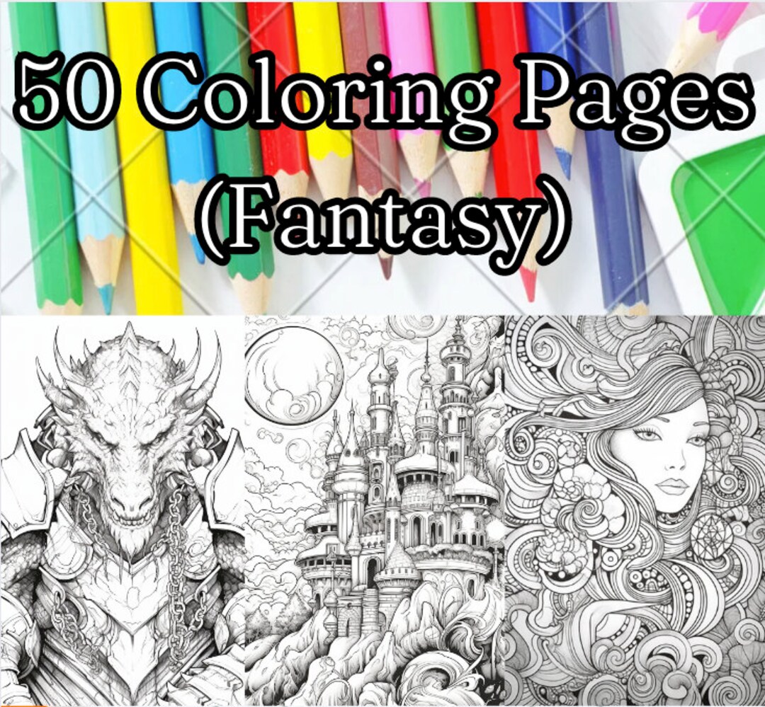 Adult Coloring Book Digital Download 50 Pages, Adult Coloring Pages ...