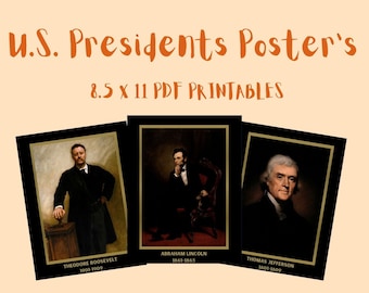 U.S. Presidents' Portrait Printable Posters (UPDATED 2025), Instant Download PDFs, US History/Social Studies