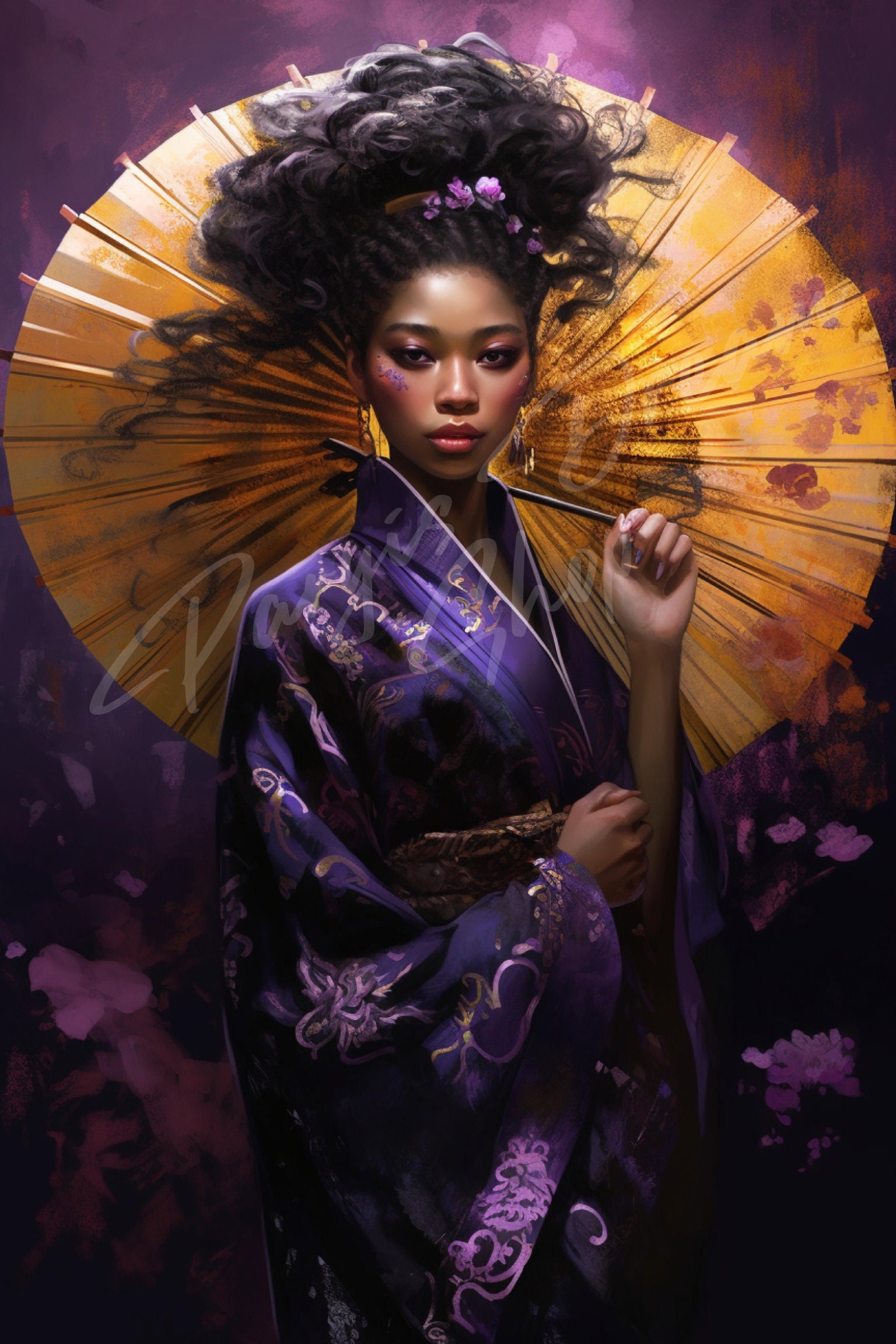 Ebony Empress Black Woman Art Kimono Art Oriental Art - Etsy