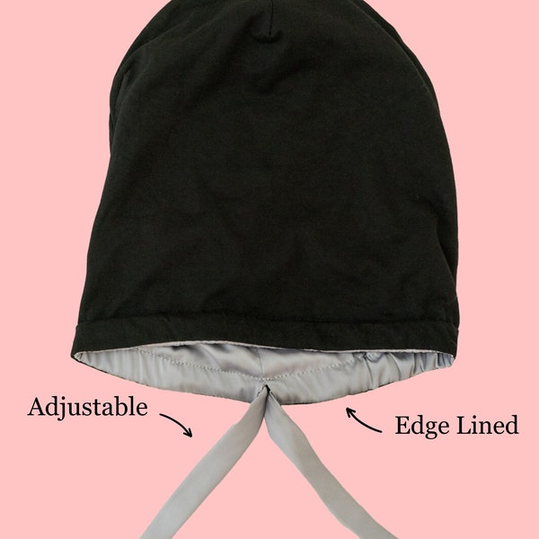 Adjustable Satin Lined Sleep Cap for Women, Comfortable Stretchy Breathable Bonnet, Stylish Head Covering Gift for Her