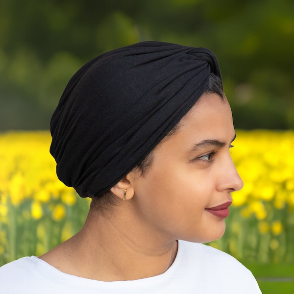 Vorgebundener Turban-Kopfwickel mit sofortigem Knoten für Frauen, bequemer, dehnbarer, atmungsaktiver Kopfwickel, stilvolles Kopfbedeckungsgeschenk für Sie