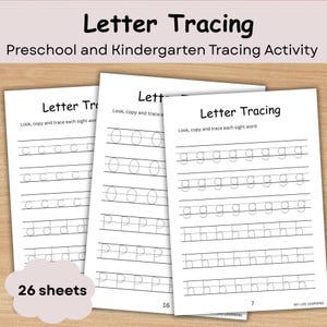 A-Z Letter Tracing Worksheets, Alphabet Tracing Sheets, Handwriting practice, Upper and Lowercase tracing, 26 digital sheets, Ages 6-8