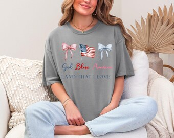 God Bless America Patriotic Sublimation PNG | 4th of July Bow USA Flag Design | Digital Download for T-Shirts & Crafts