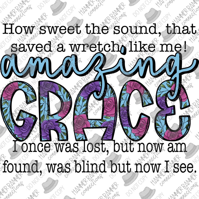 Amazing Grace, Digital Design, Png, Sublimation, Dtf - Etsy