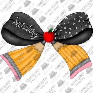 Back to school pencil coquette bow, secretary, chalkboard, digital, design, png, sublimation, dtf