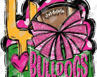 Pink out, Bulldoggen, Maskottchen, Brustkrebsbewusstsein, Oktober, Fußball, Digitales, Design, png, sublimation, dtf