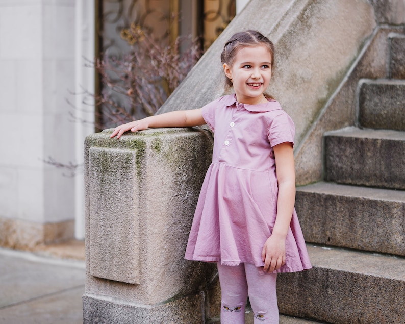 FINAL SALE Summer dusty rose cottagecore cotton dress for casual and school for girls 3-8 years old Gift for girls image 5