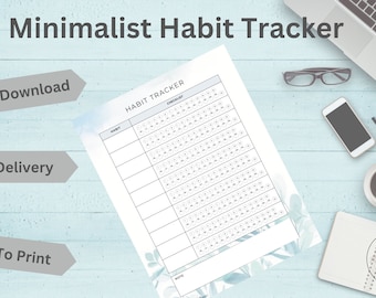 Minimalist Habit Tracker Printable - Elegant Daily Goal Monitor, Instant Download for Habit Formation, Ideal for Self-Improvement Gifts